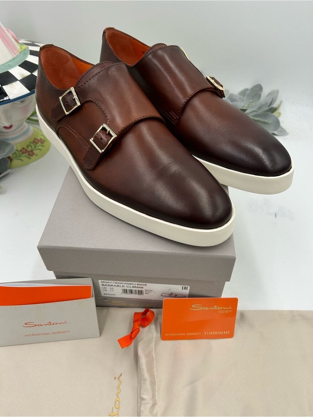 Men's Santoni bankable double Monk strap sneakers size 11 made in Italy